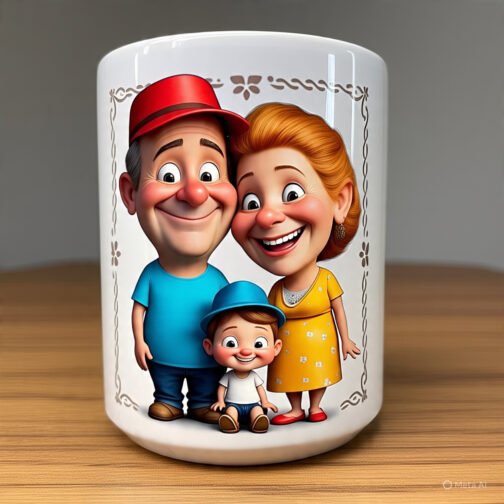 Cartoon Family Portrait Mug – Custom Printed Gift