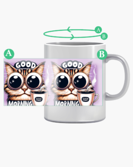 Good Morning Cat Mug – Funny Big Eyes Coffee Lover Gift